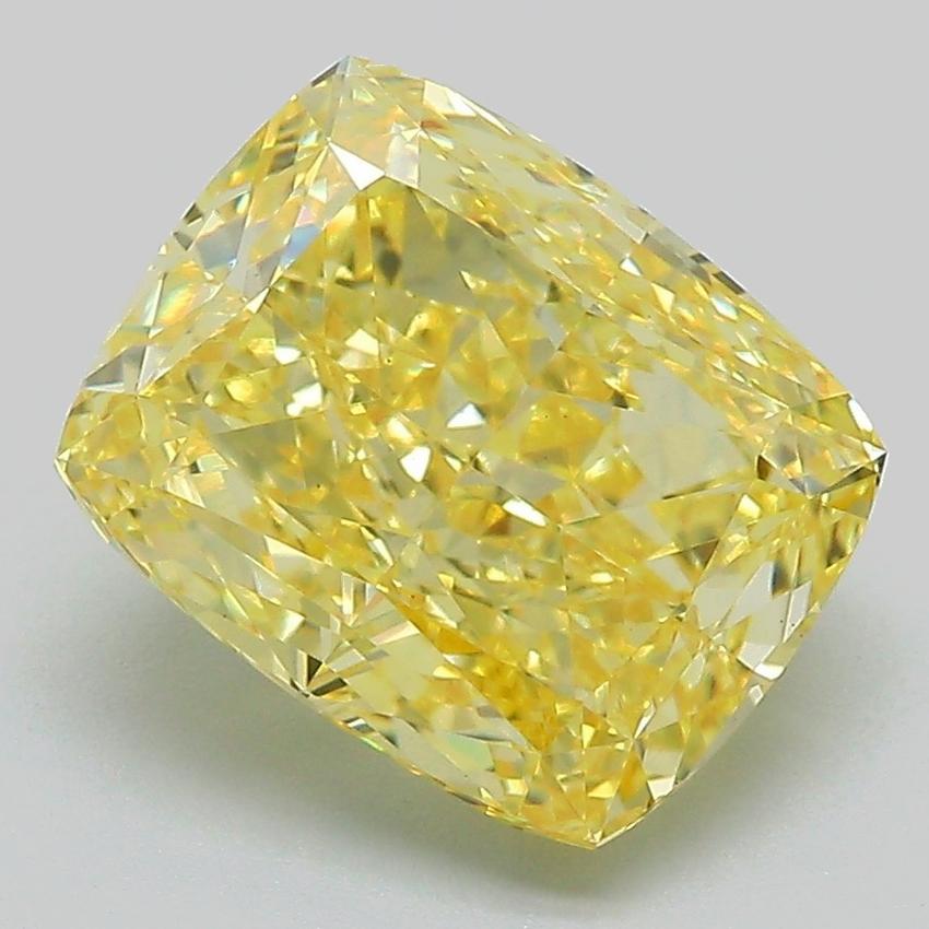 4.20 Ct. Fancy Vivid Yellow Cushion Lab Grown Diamond
