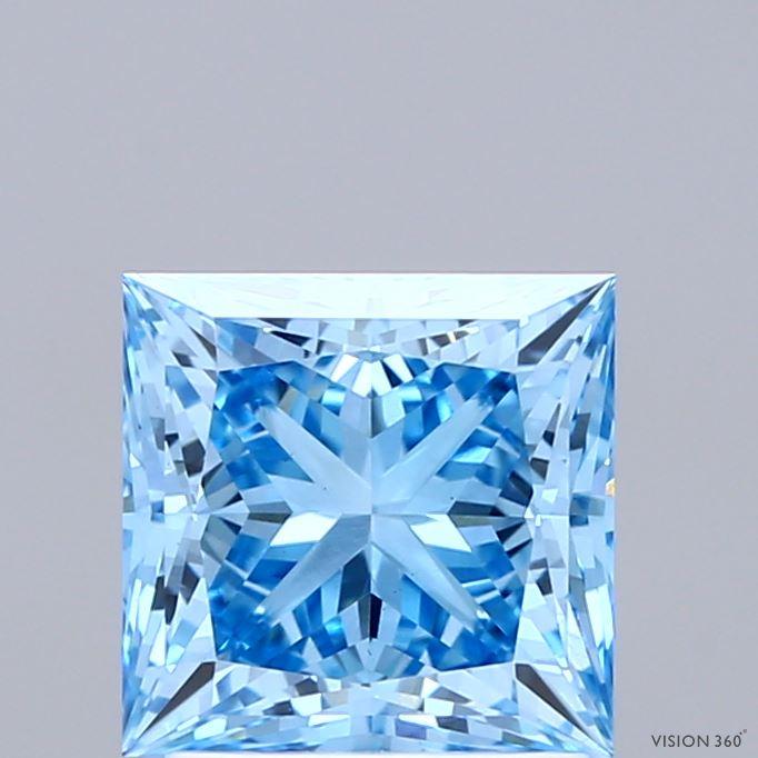 2.05 Ct. Fancy Vivid Blue Princess Lab Grown Diamond