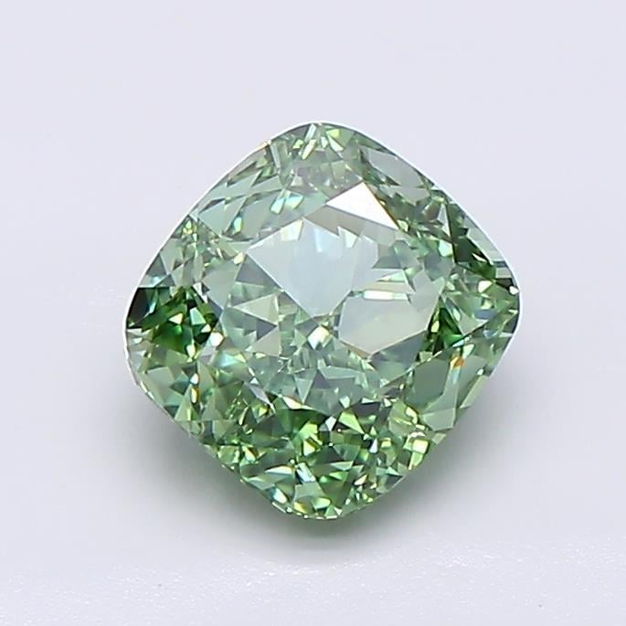 1.52 Ct. Fancy Vivid  Green Cushion Lab Grown Diamond