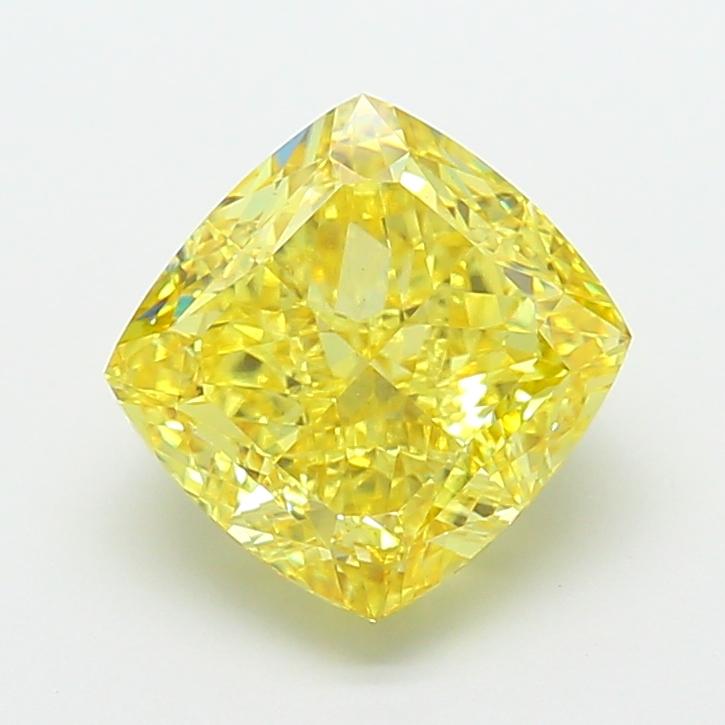 5.16 Ct. Fancy Vivid  Yellow Cushion Lab Grown Diamond