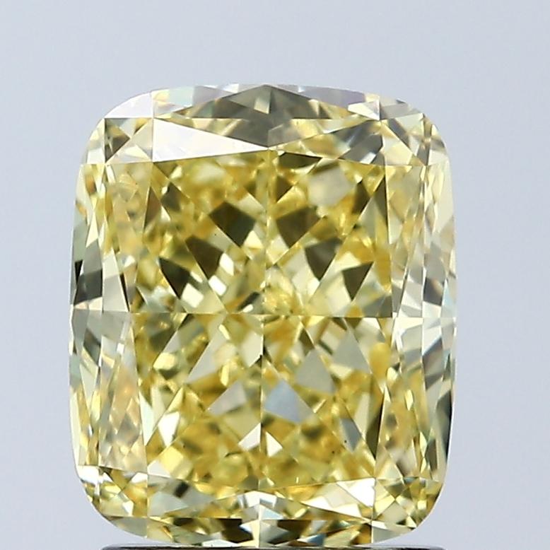 2.07 Ct. Fancy Vivid Yellow Cushion Lab Grown Diamond