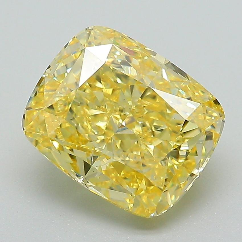 3.07 Ct. Fancy Vivid Yellow Cushion Lab Grown Diamond