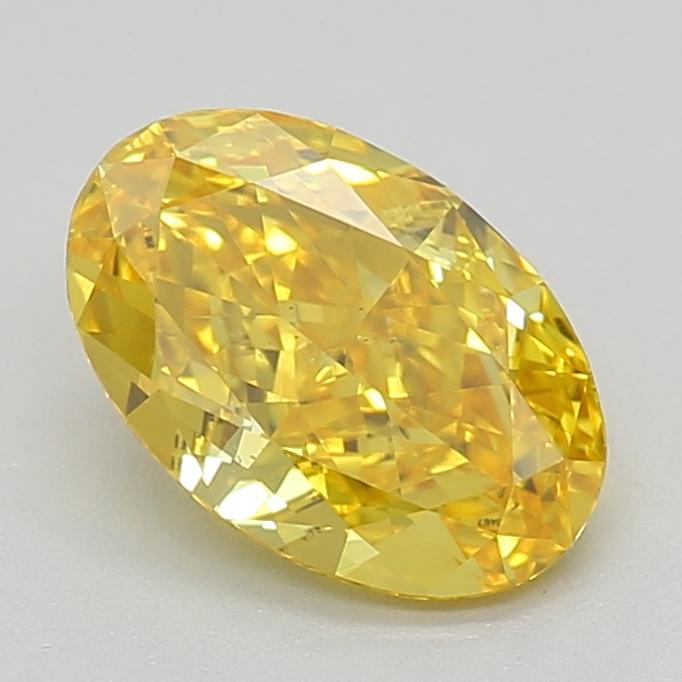 0.78 Ct. Fancy Vivid  Yellow Oval Lab Grown Diamond