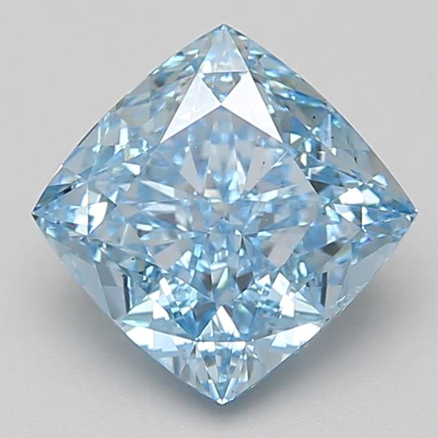 3.06 Ct. Fancy Vivid Blue Cushion Lab Grown Diamond