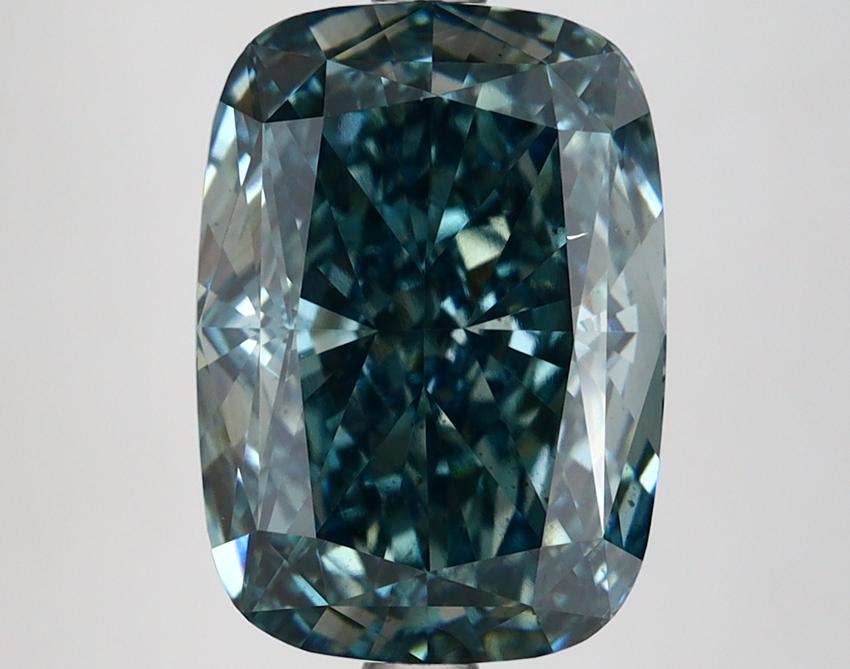 5.00 Ct. Fancy Vivid Bluish Green Cushion Lab Grown Diamond