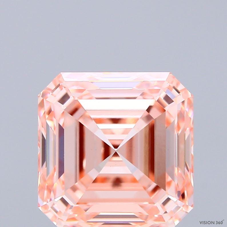 4.00 Ct. Fancy Intense Orangy Pink Asscher Lab Grown Diamond