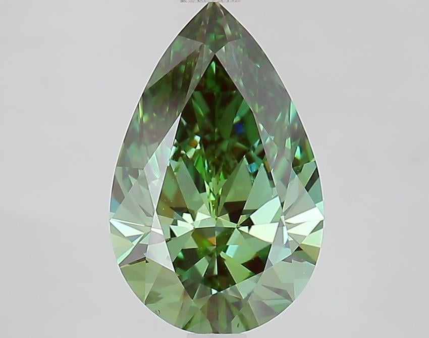 2.53 Ct. Fancy Vivid Green Pear Lab Grown Diamond