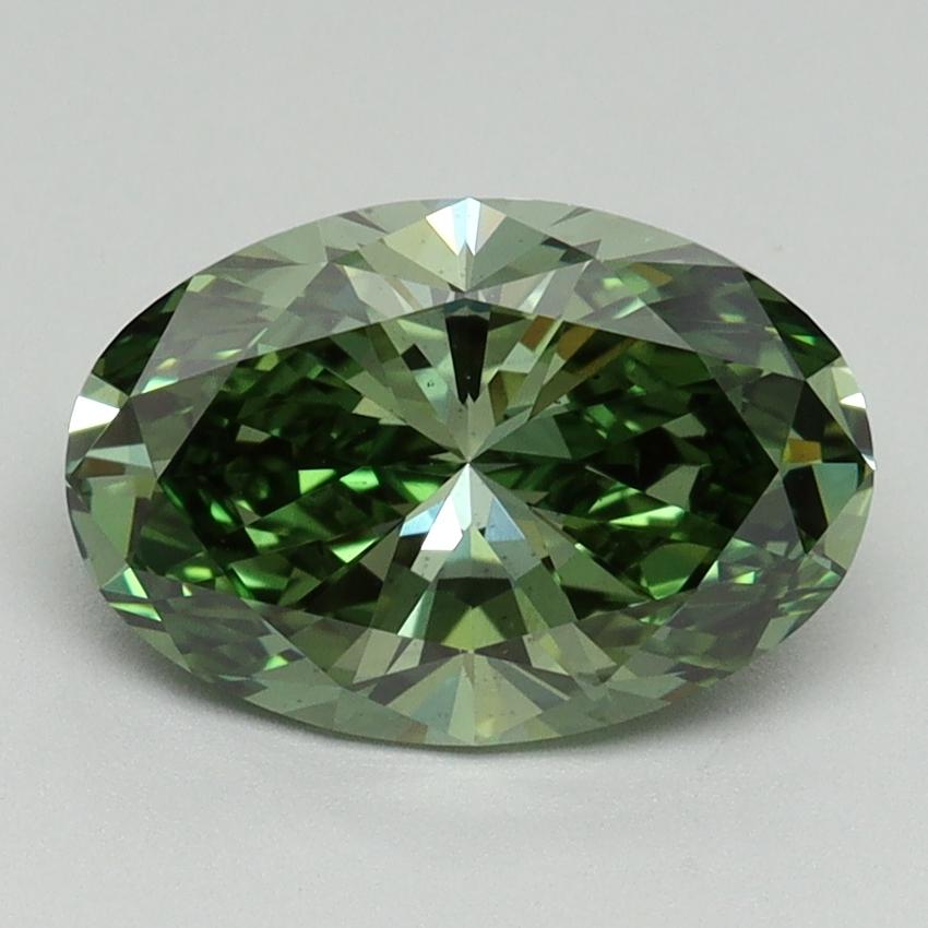2.11 Ct. Fancy Vivid Green Oval Lab Grown Diamond