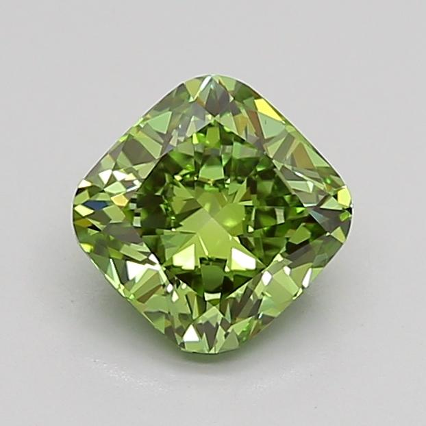1.15 Ct. Fancy Vivid Green Cushion Lab Grown Diamond