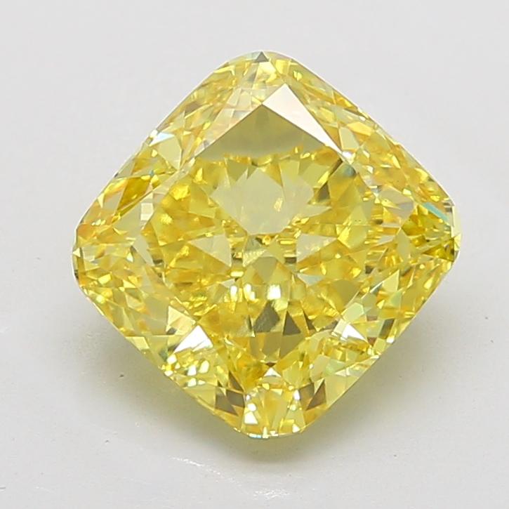 6.06 Ct. Fancy Vivid Yellow Cushion Lab Grown Diamond