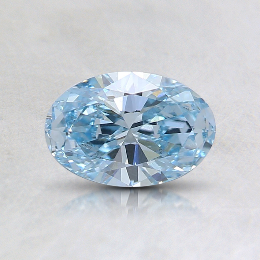 0.56 Ct. Fancy Intense Greenish Blue Oval Lab Grown Diamond