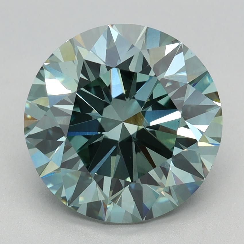 3.10 Ct. Fancy Vivid Green Round Lab Grown Diamond