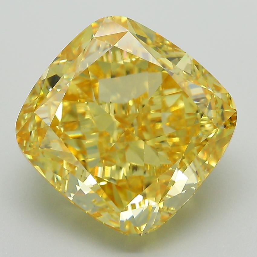 8.56 Ct. Fancy Vivid  Yellow Cushion Lab Grown Diamond