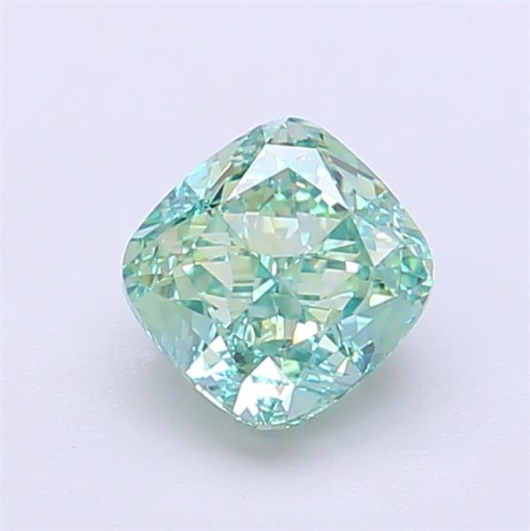 1.02 Ct. Fancy Vivid Green Cushion Lab Grown Diamond