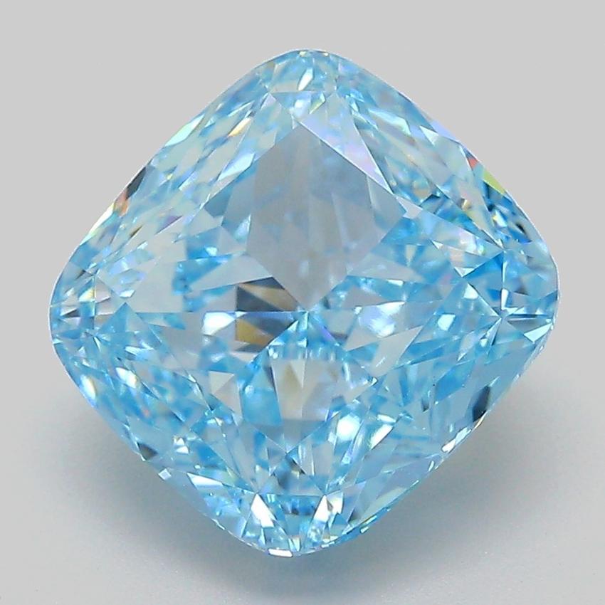 5.03 Ct. Fancy Vivid  Blue Cushion Lab Grown Diamond