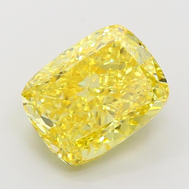 7.01 Ct. Fancy Vivid Yellow Cushion Lab Grown Diamond