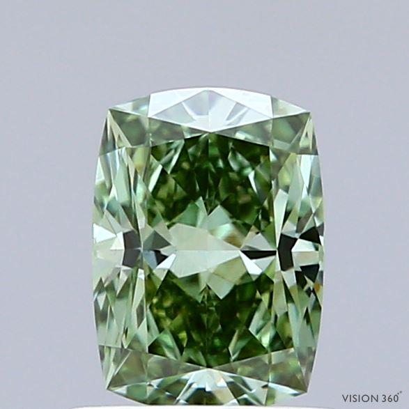 1.01 Ct. Fancy Vivid  Green Cushion Lab Grown Diamond