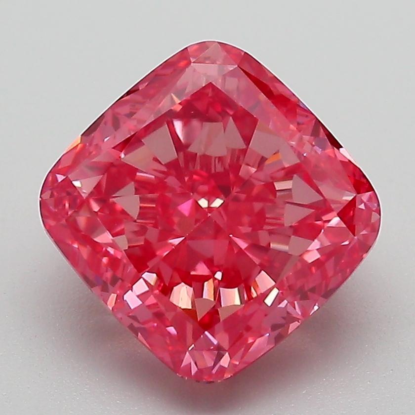 3.86 Ct. Fancy Vivid  Pink Cushion Lab Grown Diamond