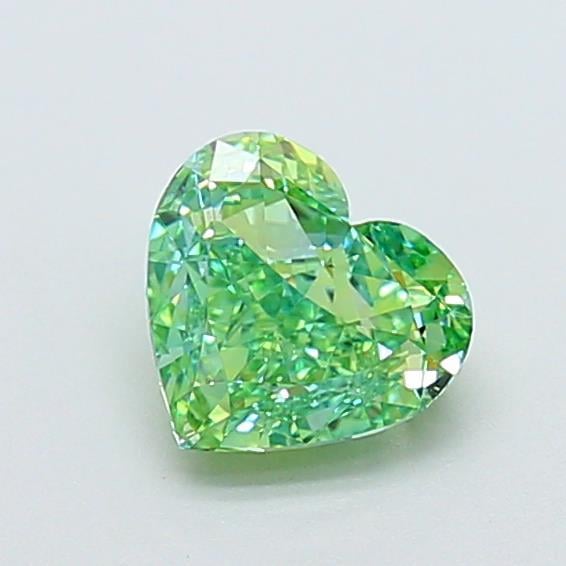 1.12 Ct. Fancy Vivid  Green Heart Lab Grown Diamond