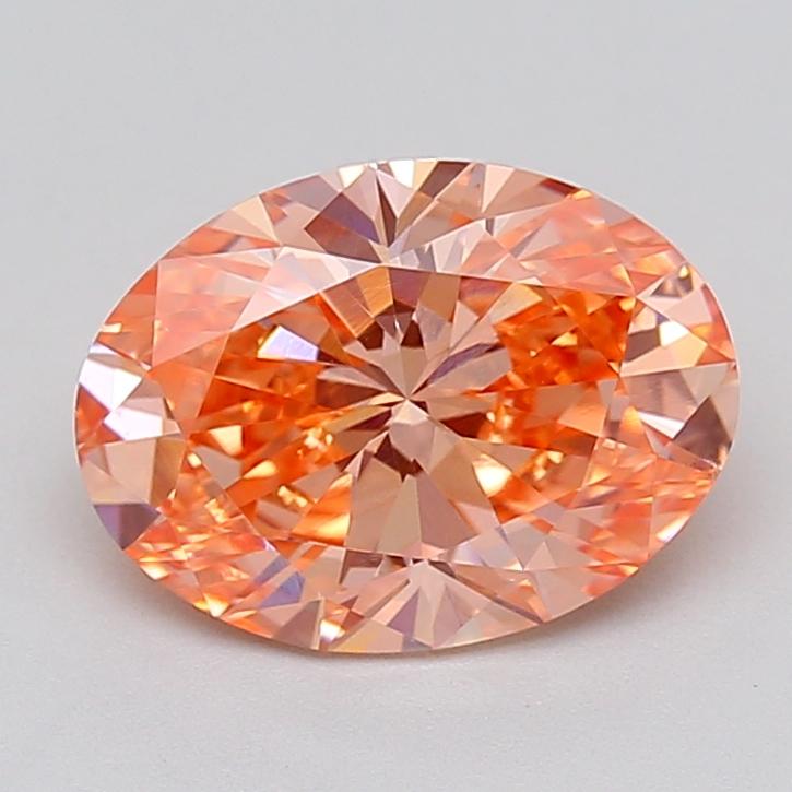2.58 Ct. Fancy Vivid Orangy Pink Oval Lab Grown Diamond