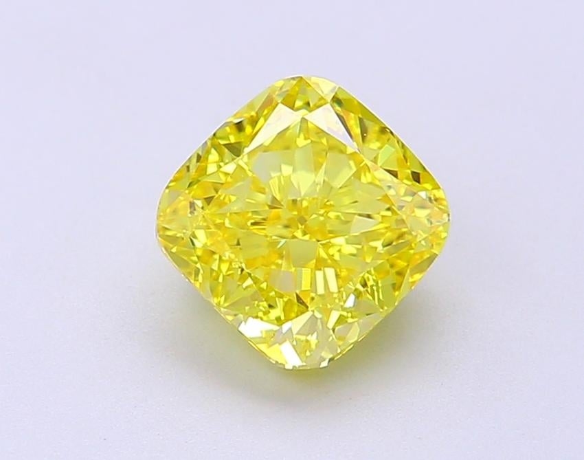 2.02 Ct. Fancy Vivid Yellow Cushion Lab Grown Diamond
