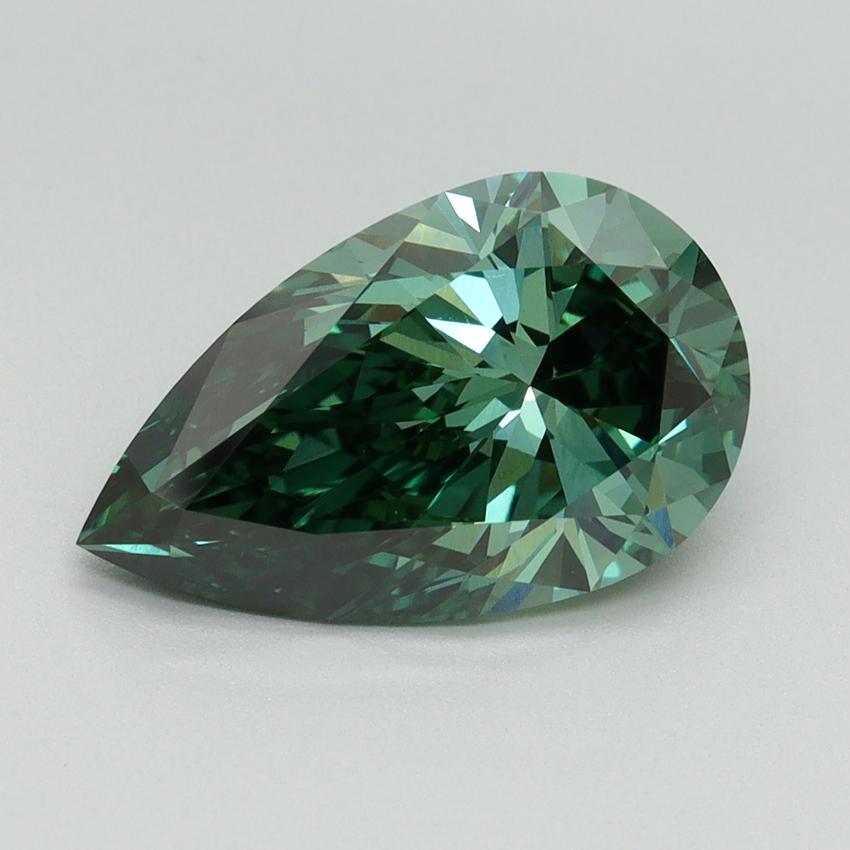 3.01 Ct. Fancy Vivid Pacific Green Pear Lab Grown Diamond