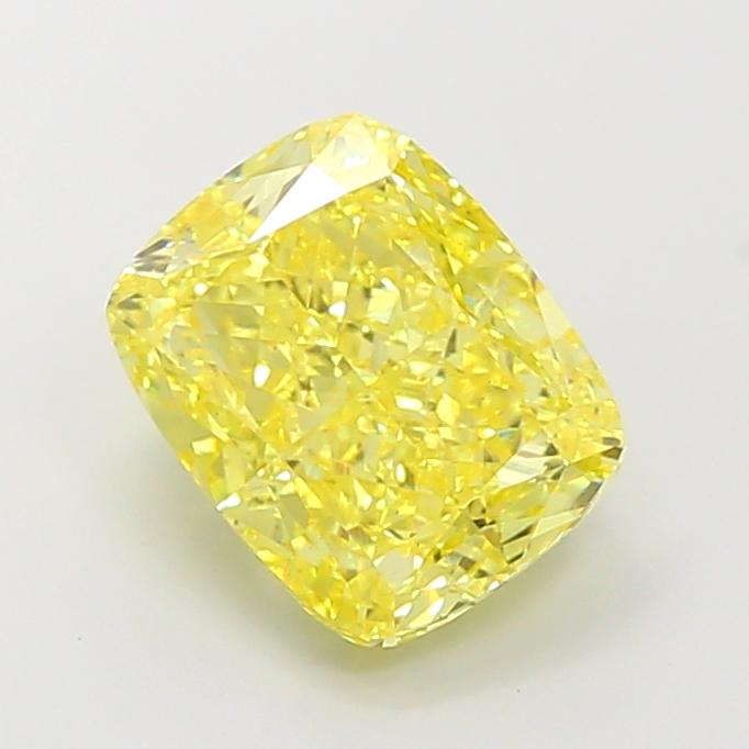 4.61 Ct. Fancy Vivid Yellow Cushion Lab Grown Diamond