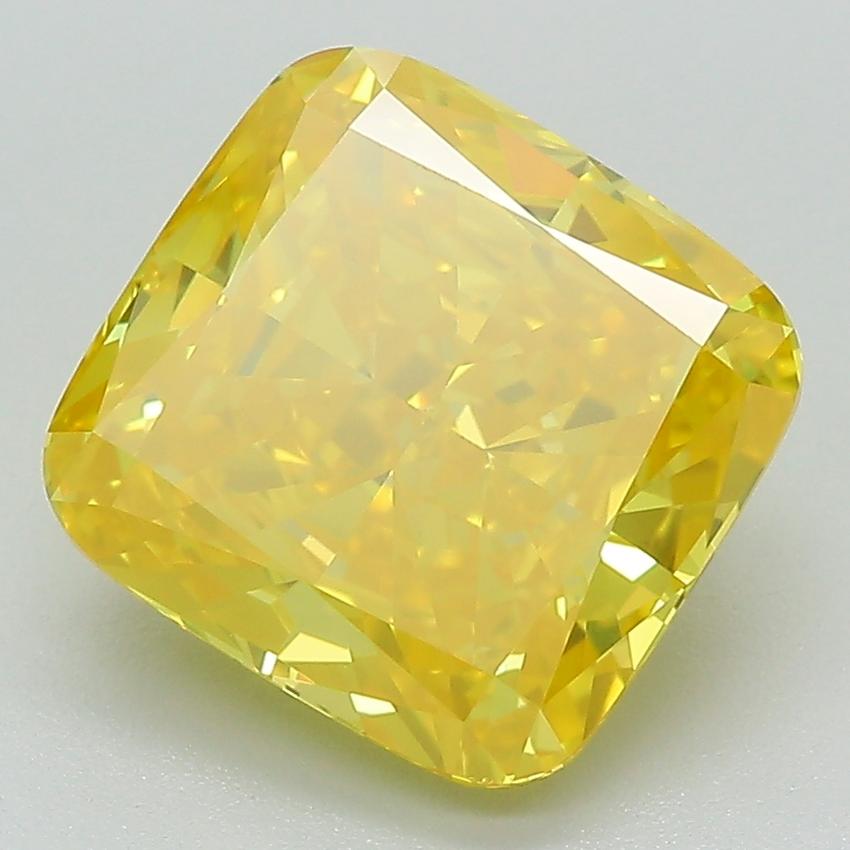 4.15 Ct. Fancy Vivid Yellow Cushion Lab Grown Diamond