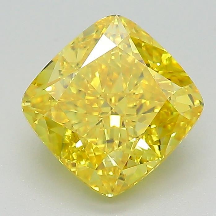 1.39 Ct. Fancy Vivid Yellow Cushion Lab Grown Diamond