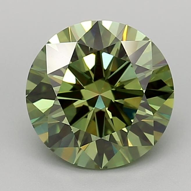 3.02 Ct. Fancy Vivid  Green Round Lab Grown Diamond