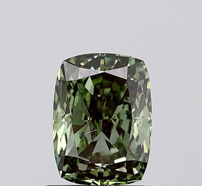 1.07 Ct. Fancy Vivid  Green Cushion Lab Grown Diamond