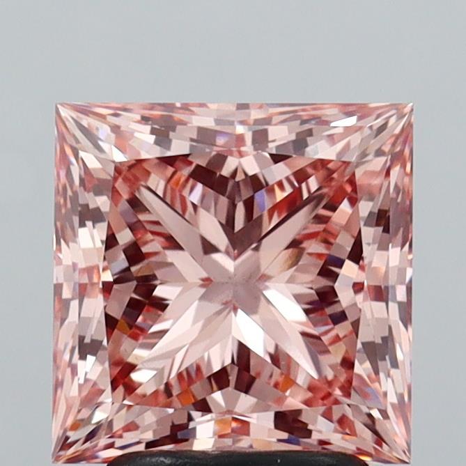 3.04 Ct. Fancy Intense Brownish Pink Princess Lab Grown Diamond