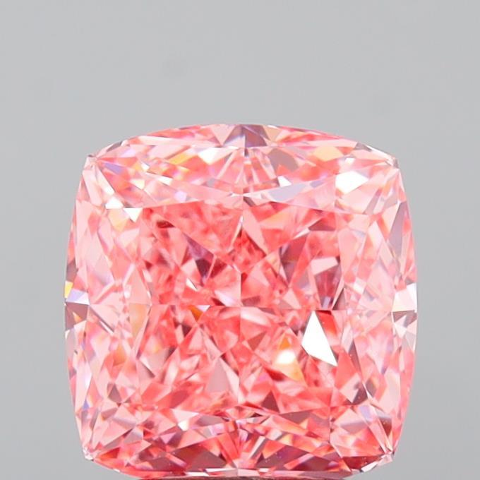 3.06 Ct. Fancy Vivid  Pink Cushion Lab Grown Diamond