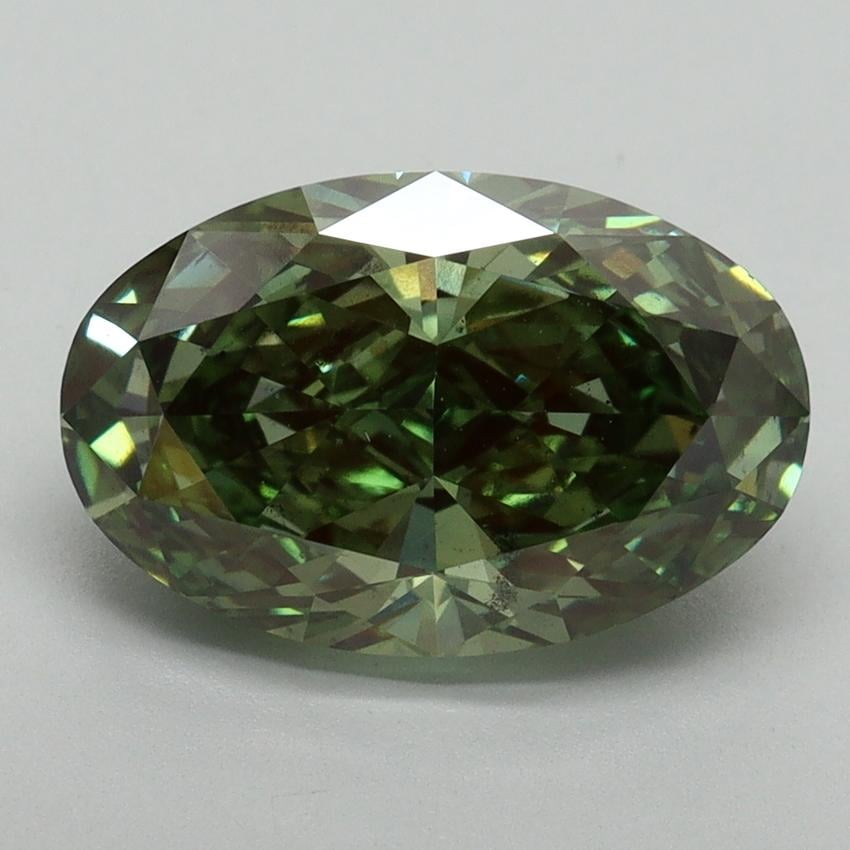 3.19 Ct. Fancy Vivid Green Oval Lab Grown Diamond