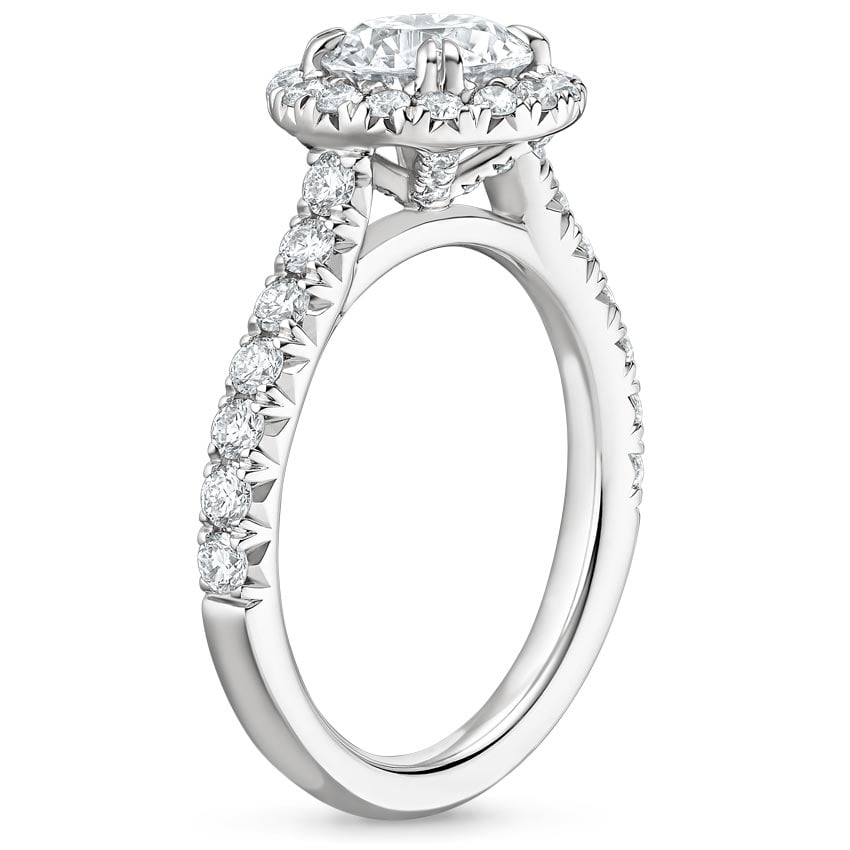 18K White Gold Sienna Halo Diamond Ring, large side view