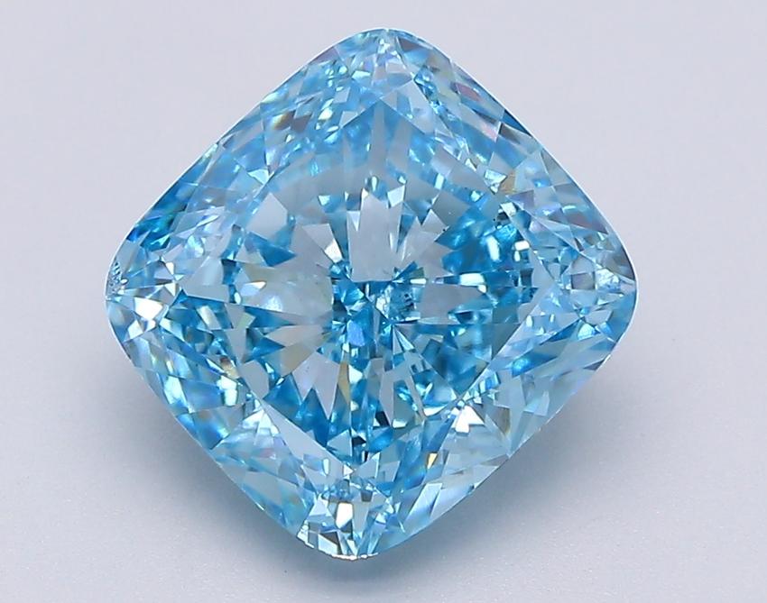 5.02 Ct. Fancy Vivid Blue Cushion Lab Grown Diamond