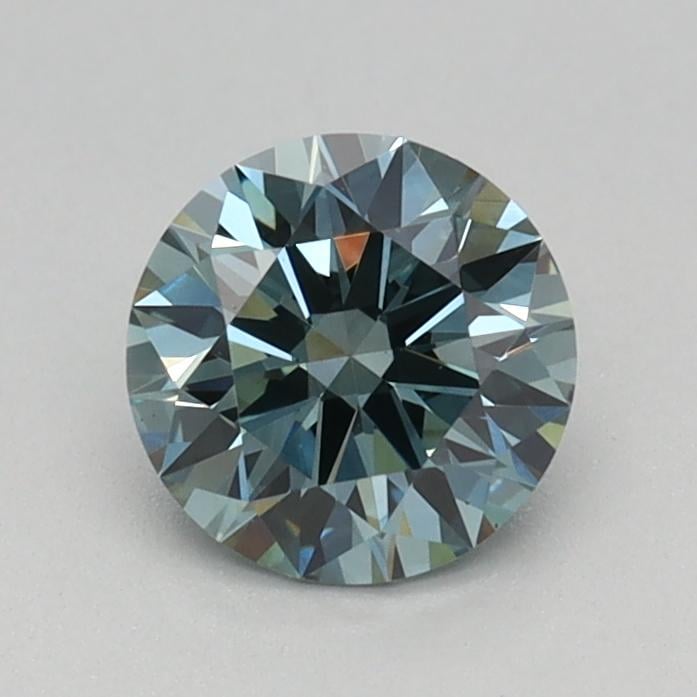 0.58 Ct. Fancy Vivid Greenish Blue Round Lab Grown Diamond