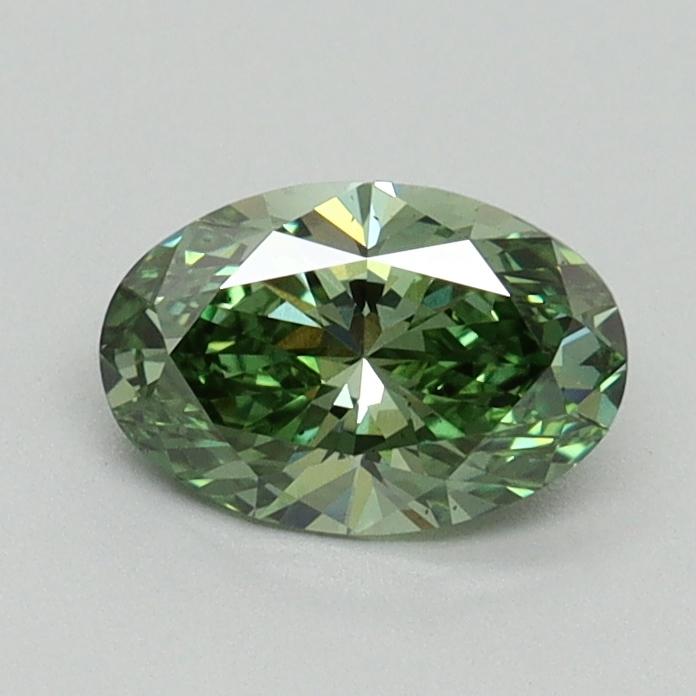 0.69 Ct. Fancy Vivid Green Oval Lab Grown Diamond