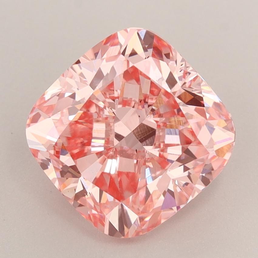 3.02 Ct. Fancy Vivid Pink Cushion Lab Grown Diamond