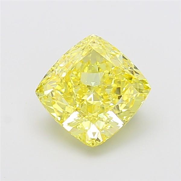 3.03 Ct. Fancy Vivid Yellow Cushion Lab Grown Diamond