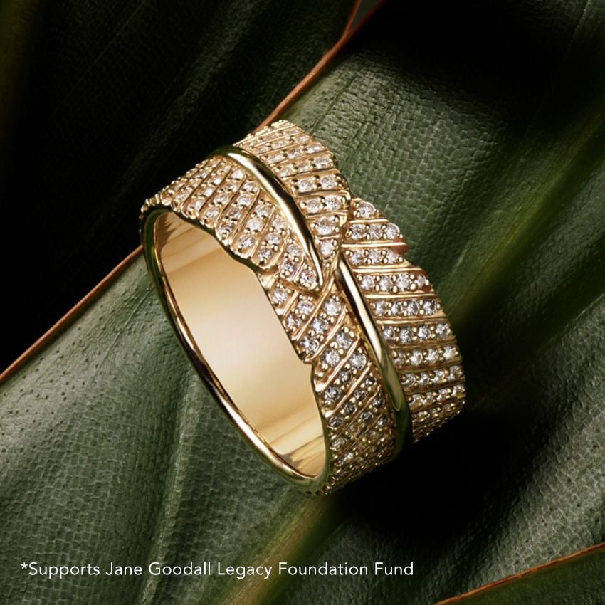 Jane Goodall Pavé Leaf Lab Diamond Ring (1 ct. tw.) in 14K Jane Goodall Pavé Leaf Lab Diamond Ring (1 ct. tw.) in 14K