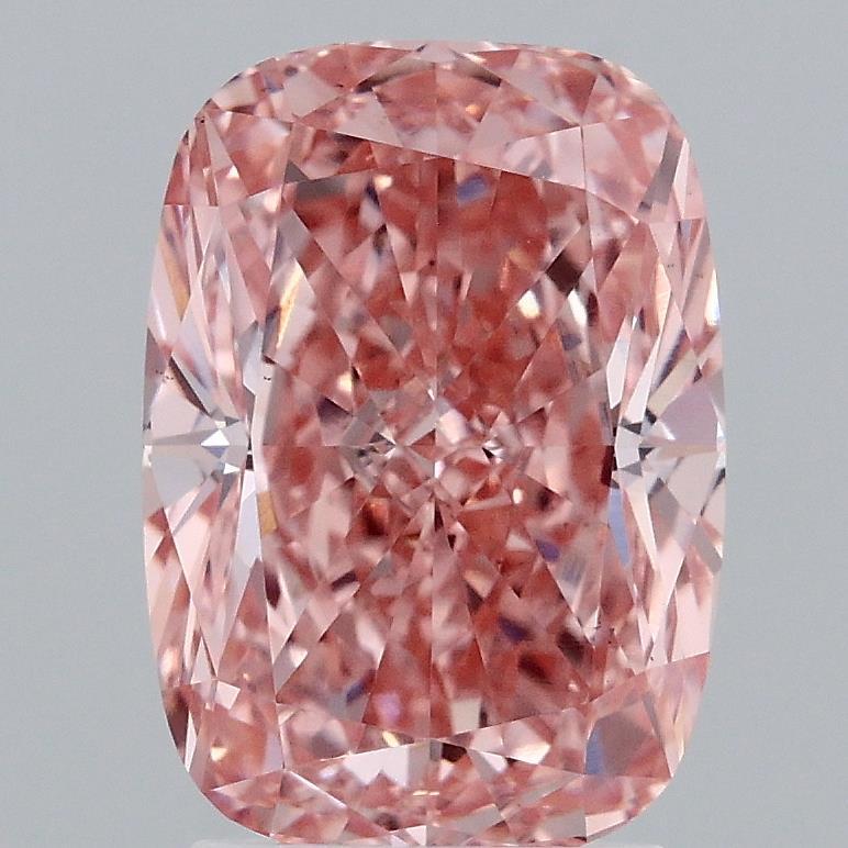 3.06 Ct. Fancy Vivid Pink Cushion Lab Grown Diamond