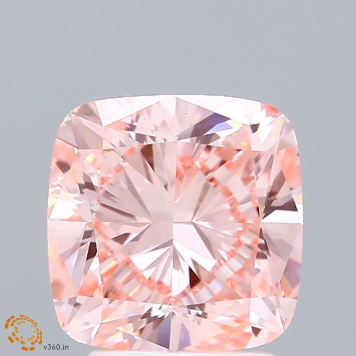 3.01 Ct. Fancy Vivid Pink Cushion Lab Grown Diamond