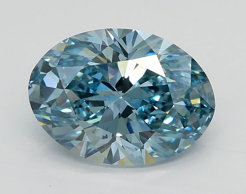 2.50 Ct. Fancy Vivid Greenish Blue Oval Lab Grown Diamond