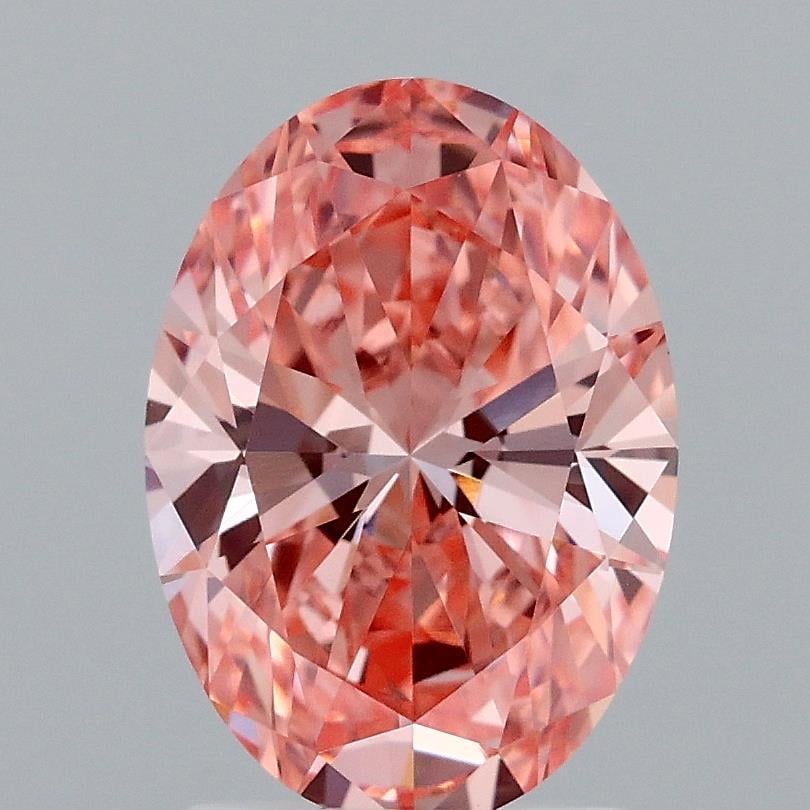 2.07 Ct. Fancy Vivid Orangy Pink Oval Lab Grown Diamond