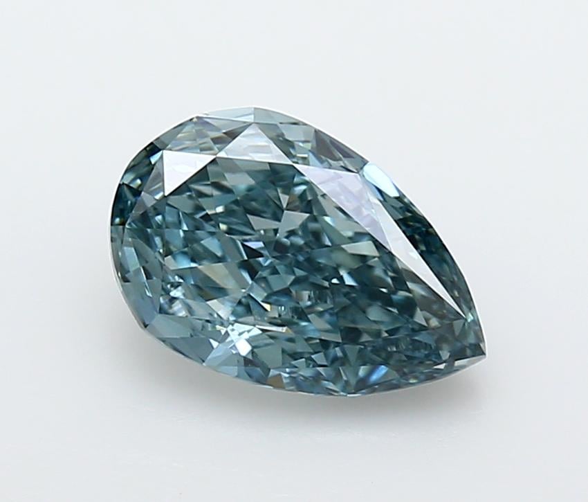 2.01 Ct. Fancy Intense Greenish Blue Pear Lab Grown Diamond