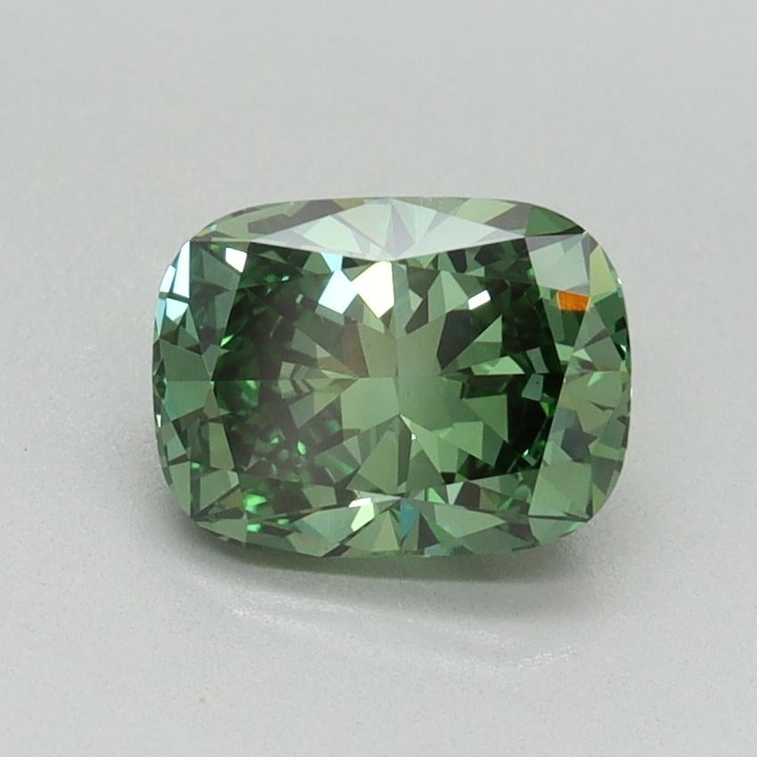 1.32 Ct. Fancy Vivid Green Cushion Lab Grown Diamond
