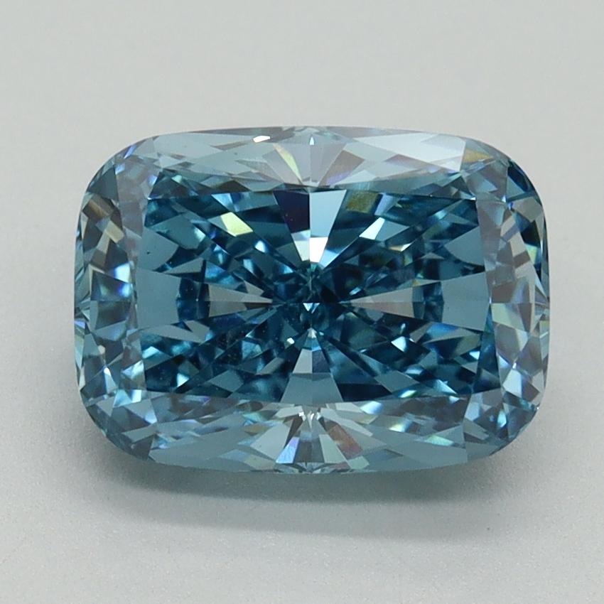 2.62 Ct. Fancy Vivid Blue Cushion Lab Grown Diamond