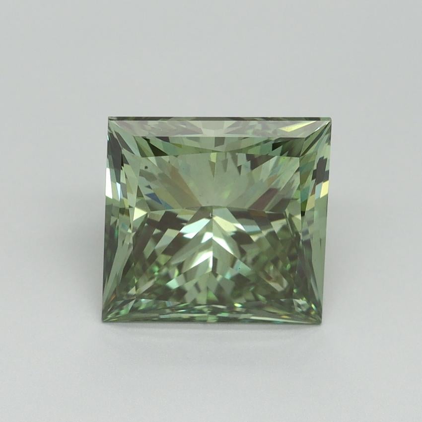 4.02 Ct. Fancy Vivid Green Princess Lab Grown Diamond