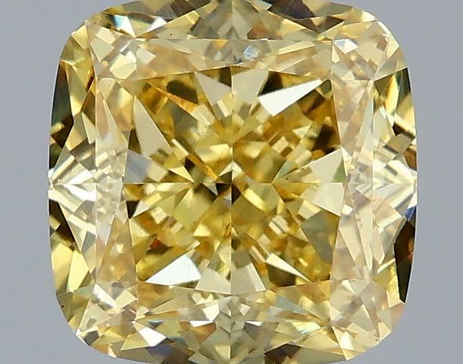 2.07 Ct. Fancy Vivid Yellow Cushion Lab Grown Diamond